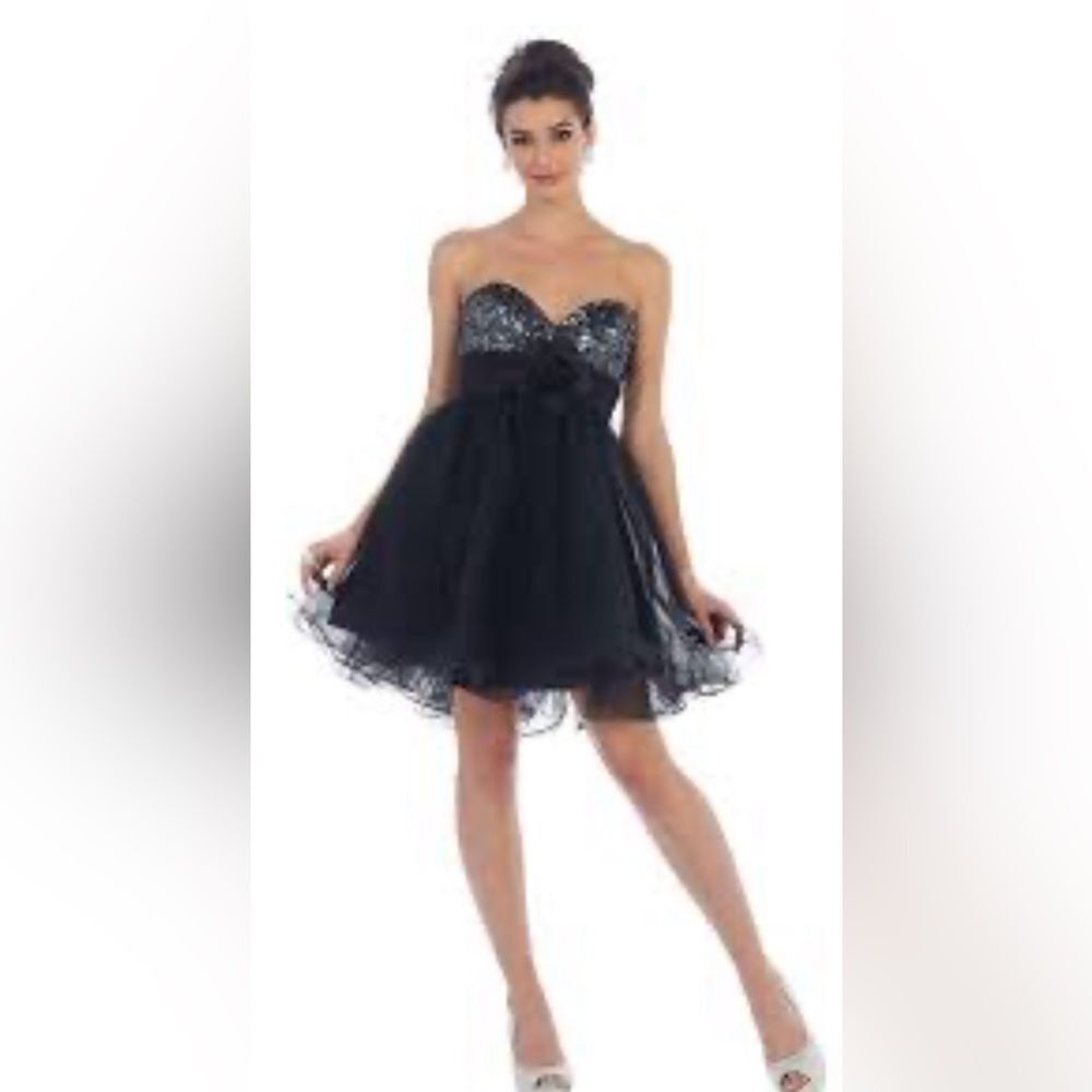 Couture USA 2toned chiffon/sequined short sweetheart strapless dress